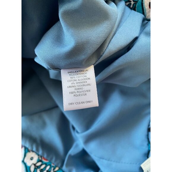 Loft Womens Blue Floral‎ Skirt 10Tall midi pull on cotton zipper pencil straight - Picture 5 of 6